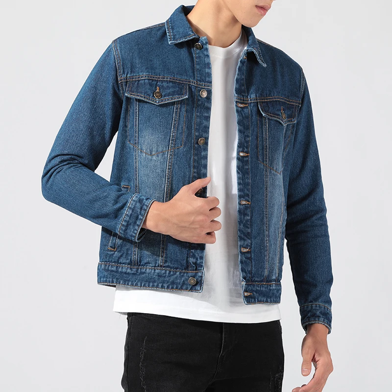 Wholesale custom logo coats plus size high quality long sleeve winter washed cotton denim men's jackets, Dark blue
Wholesale custom logo coats plus size high quality long sleeve winter washed cotton denim men's jackets, Dark blue