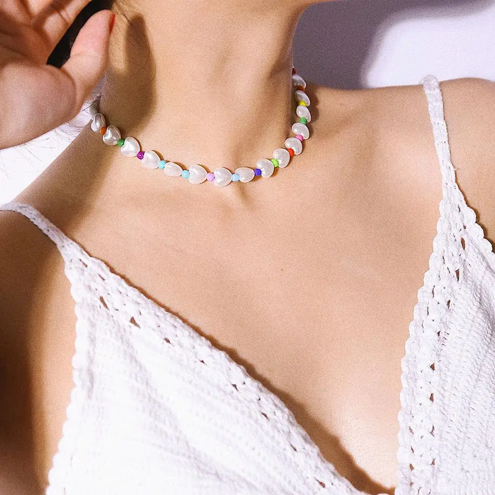 2020 New Arrival Korean Cute Multi colors Resin Beads Heart Shape Freshwater Pearl Choker Necklace For Girls
2020 New Arrival Korean Cute Multi colors Resin Beads Heart Shape Freshwater Pearl Choker Necklace For Girls