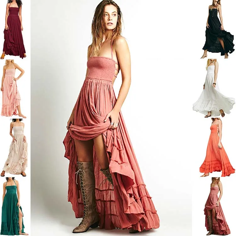 Women Summer Sexy Beach Wear Halter Bohemian Backless Swing Maxi Dress, Customized color
Women Summer Sexy Beach Wear Halter Bohemian Backless Swing Maxi Dress, Customized color