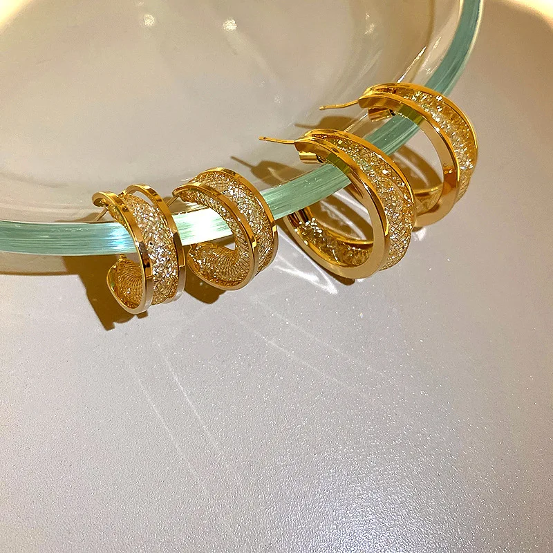 925 Silver Needle 18k Gold Plated Mesh Hoop Earrings Crystal C Shape Hoop Earrings
925 Silver Needle 18k Gold Plated Mesh Hoop Earrings Crystal C Shape Hoop Earrings