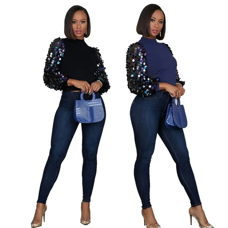 11079OF Newest Design Solid Color Round Neck Sequins Sleeve Latest Design 2020 Women Blouse And Shirt
11079OF Newest Design Solid Color Round Neck Sequins Sleeve Latest Design 2020 Women Blouse And Shirt