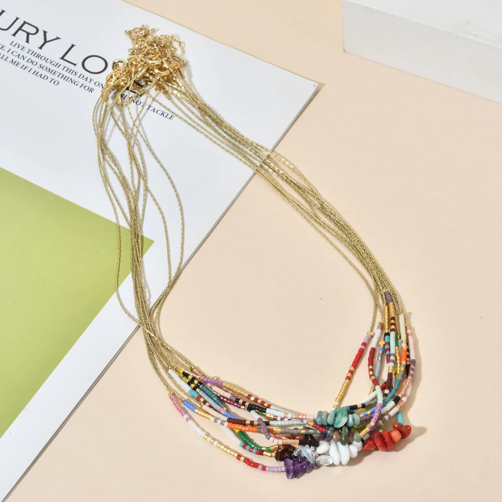 Colorful Female Beach Collier Femme Boho Handmade MIYUKI Bead Necklace Lucky Rubble Stone Necklaces
Colorful Female Beach Collier Femme Boho Handmade MIYUKI Bead Necklace Lucky Rubble Stone Necklaces