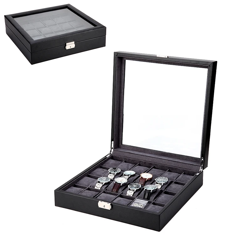 24 Slots Window Leather Watch Box Men Display Storage Boxes Watch Suitcase 
24 Slots Window Leather Watch Box Men Display Storage Boxes Watch Suitcase
