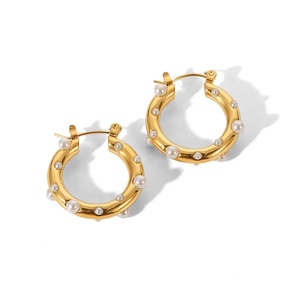 Special High Polished 18K Gold Plated Pearl Insert Stainless Steel Big Size Hoop Earrings
Special High Polished 18K Gold Plated Pearl Insert Stainless Steel Big Size Hoop Earrings