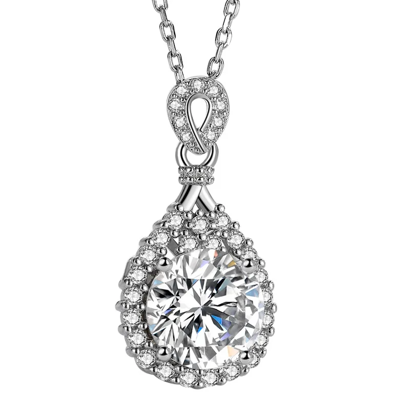 High-end fashion classic drop-shaped women's shiny diamond zircon pendant necklace pendant, White
High-end fashion classic drop-shaped women's shiny diamond zircon pendant necklace pendant, White