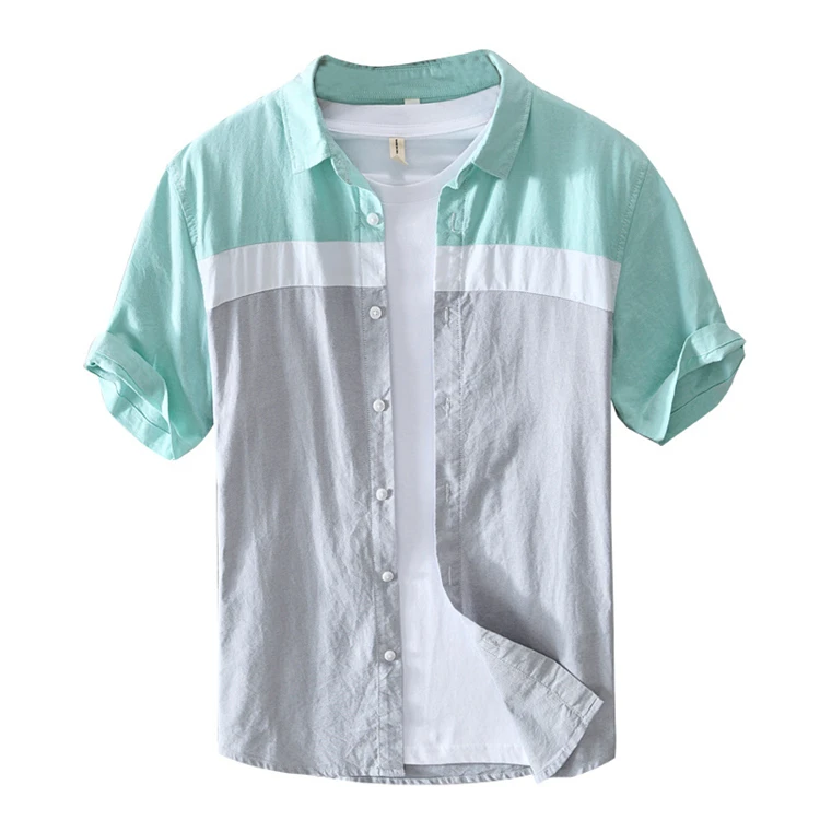 2021 Thin color matching short shirt men's Japanese casual men cotton shirt loose short sleeve men button up shirt
2021 Thin color matching short shirt men's Japanese casual men cotton shirt loose short sleeve men button up shirt