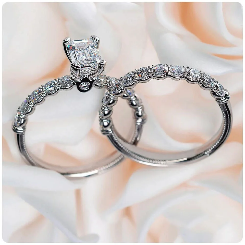 Luxury Dazzling Zircon Women Rings 2Pcs Bridal Set High Quality Romantic Female Wedding Engagement Rings Jewelry
Luxury Dazzling Zircon Women Rings 2Pcs Bridal Set High Quality Romantic Female Wedding Engagement Rings Jewelry