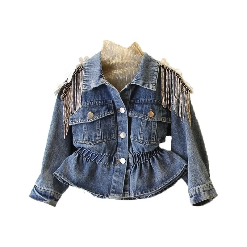 G1010017 2-8T Korean Girls Denim Coat New Fashion Big Children's Rhinestone Fringe Waisted Kids Spring Jackets, Photo style
G1010017 2-8T Korean Girls Denim Coat New Fashion Big Children's Rhinestone Fringe Waisted Kids Spring Jackets, Photo style