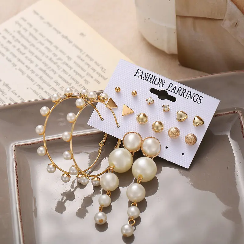 51234 Gold Plate Set Big Round Pearl Hoop Earrings Pear Tassel Dangle Earrings Geometry Round Triangle Stud Earring jewelry Set
51234 Gold Plate Set Big Round Pearl Hoop Earrings Pear Tassel Dangle Earrings Geometry Round Triangle Stud Earring jewelry Set