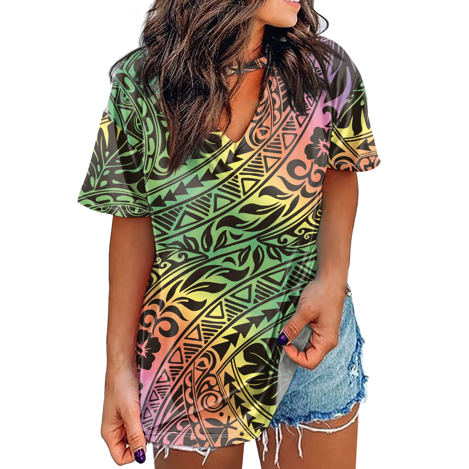 Flower Designer Vintage Polynesian Tribal Ladies' Blouses & Tops Plus Size T-shirts Women T-shirt Printer T-shirt Oversized
Flower Designer Vintage Polynesian Tribal Ladies' Blouses & Tops Plus Size T-shirts Women T-shirt Printer T-shirt Oversized
