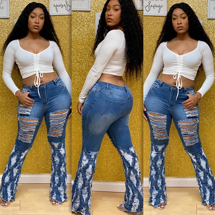 Fashion Stretch Frayed Women's Jeans Trousers Women Ripped Jeans Pants Flared Bootcut Jeans For Woman, As pictures show
Fashion Stretch Frayed Women's Jeans Trousers Women Ripped Jeans Pants Flared Bootcut Jeans For Woman, As pictures show