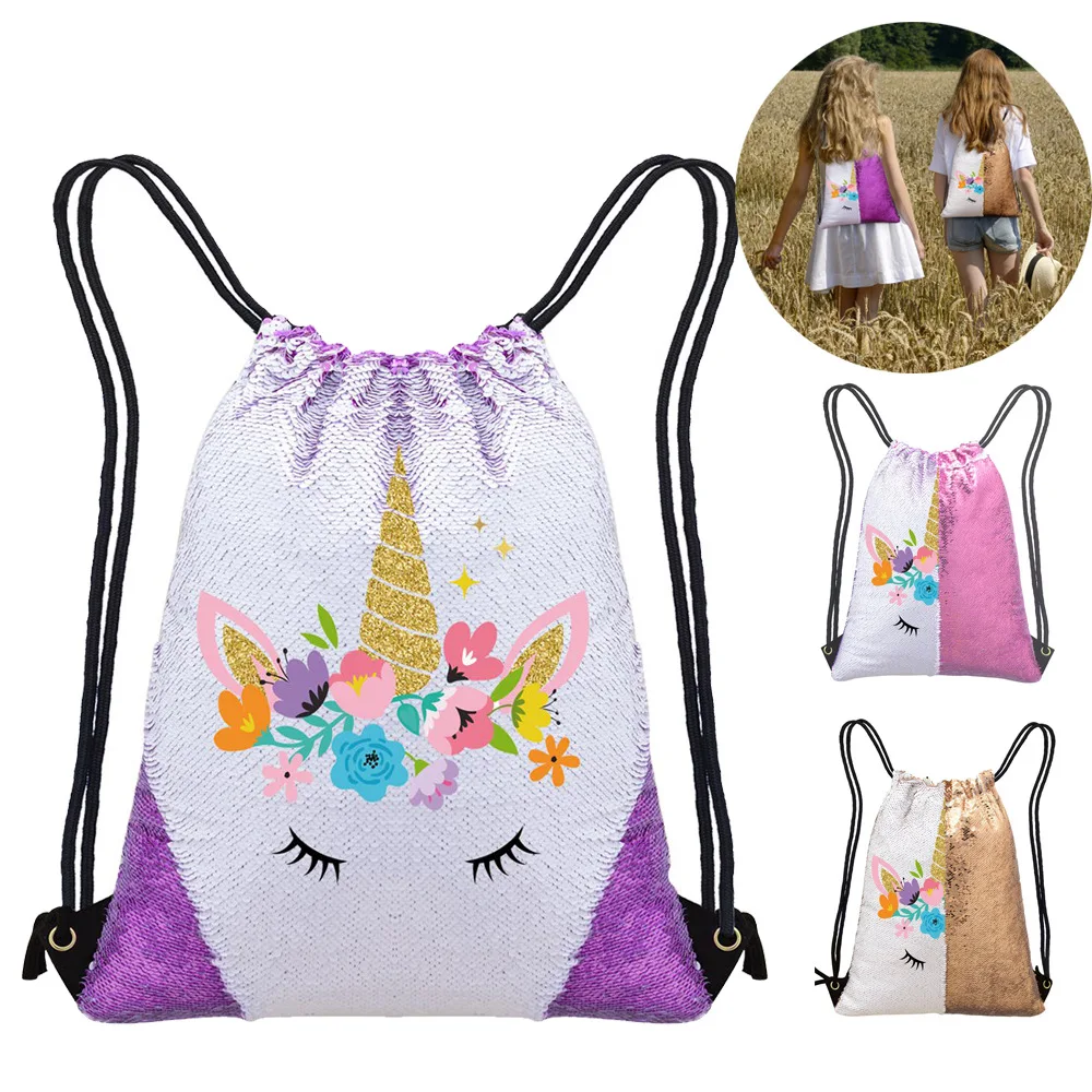 Wholesale Unicorn Print Mermaid Sequin Bag Girls Drawstring Backpacks, Multi color
Wholesale Unicorn Print Mermaid Sequin Bag Girls Drawstring Backpacks, Multi color
