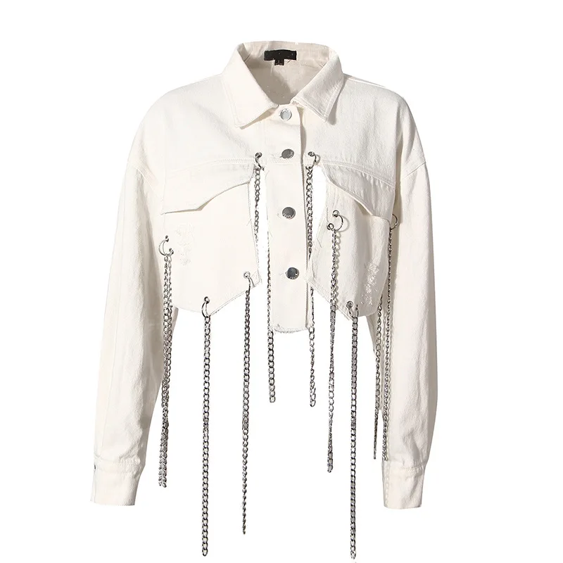2021 new demin jacket sexy backless women denim top women jean jacket crop top with chain
2021 new demin jacket sexy backless women denim top women jean jacket crop top with chain