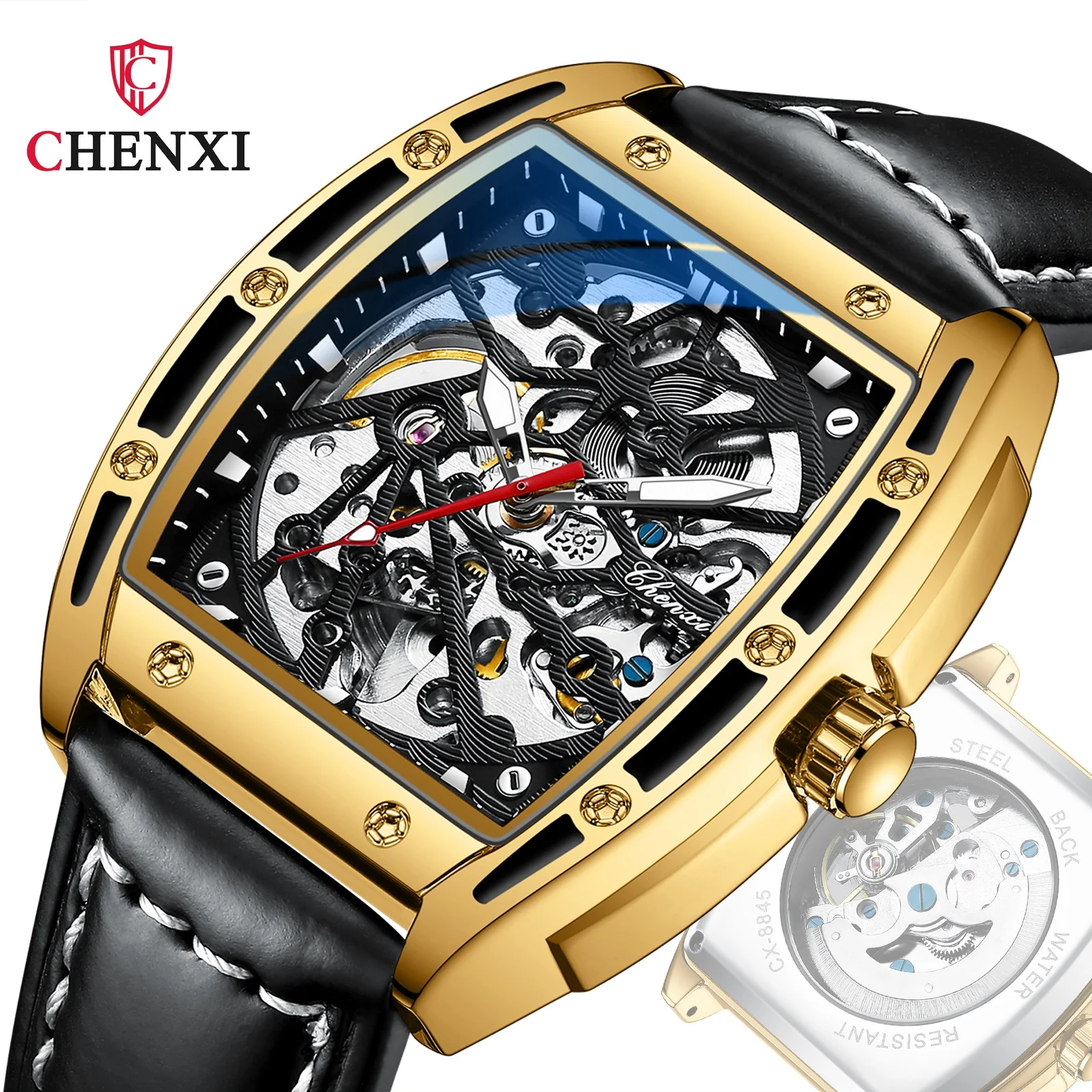 Mechanical Watches Wrist for Men Watch Men Mechanical Automatic Leather Square Mechanical Skeleton Watch Black
Mechanical Watches Wrist for Men Watch Men Mechanical Automatic Leather Square Mechanical Skeleton Watch Black