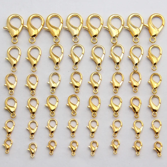 Componentes da jóia 10mm 12mm 14mm 16mm 18mm 21mm banhado a ouro cor de metal fecho lagosta