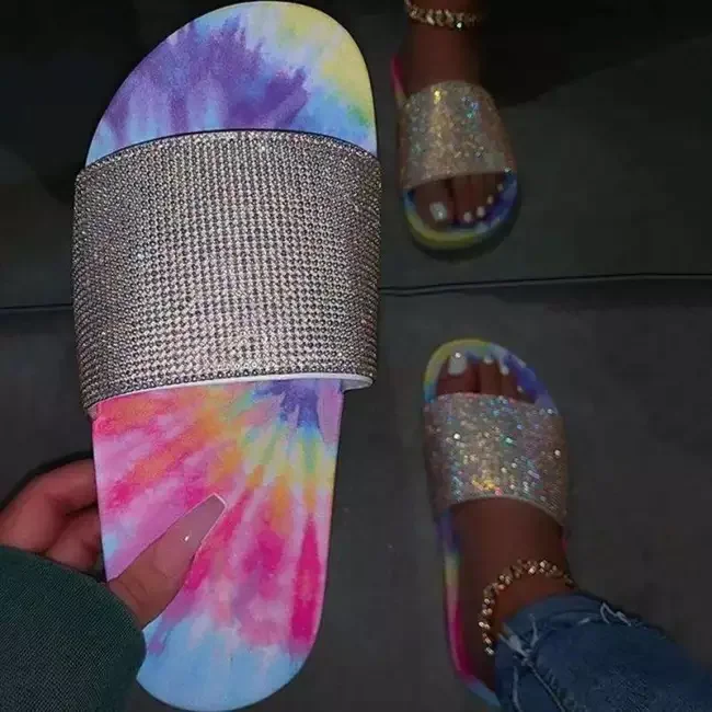 Ladies Slippers Color Pictures Flat Sandals Bling Diamonds Sandals Tie Dye Slippers Glitter Sandal for Women Slipper Shoe Custom, Customized color
Ladies Slippers Color Pictures Flat Sandals Bling Diamonds Sandals Tie Dye Slippers Glitter Sandal for Women Slipper Shoe Custom, Customized color