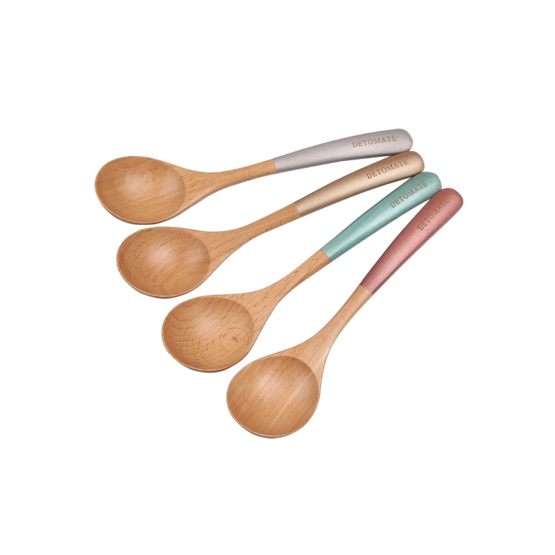 Wholesale quality set of 4 pcs wood bamboo cutlery set with color printed handle mini natural wooden spoons
Wholesale quality set of 4 pcs wood bamboo cutlery set with color printed handle mini natural wooden spoons