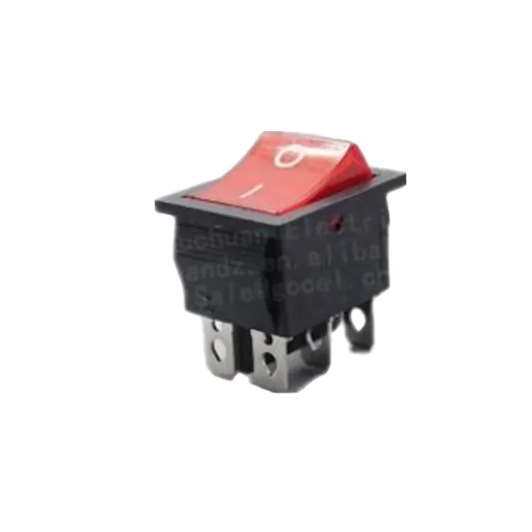 plastic 6 pin rocker switch square button electric oven type heating oil heater red rocker switch KCD7-204 50pcs/box