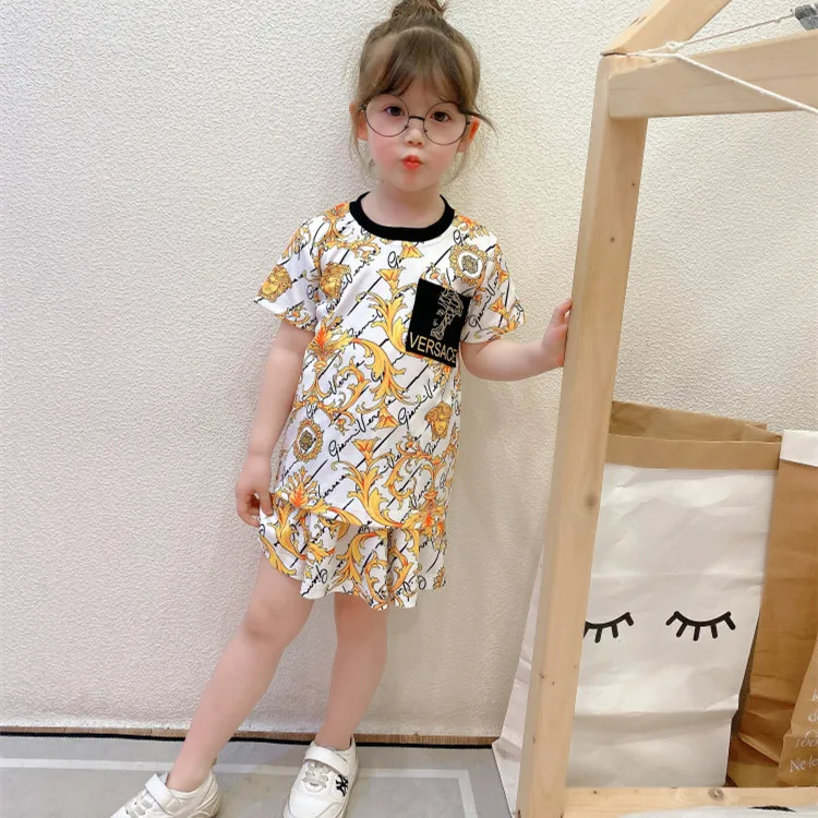 Summer Casual Short Sleeve Girls Skirt Set Cool Boy Shorts Suit Brand Kid Two Piece Short Sets, White
Summer Casual Short Sleeve Girls Skirt Set Cool Boy Shorts Suit Brand Kid Two Piece Short Sets, White