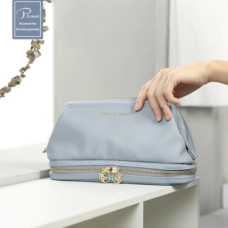 P.travel Makeup Bag Cosmetic Bags Zipper PU Leather Wholesale Promotional Custom Logo Blue Factory Wholesale Small MOQ OEM
P.travel Makeup Bag Cosmetic Bags Zipper PU Leather Wholesale Promotional Custom Logo Blue Factory Wholesale Small MOQ OEM