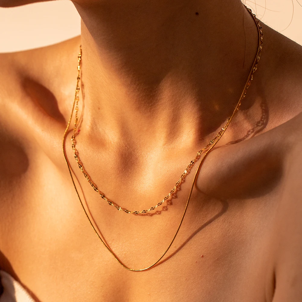 J&D Fashion Jewelry Stainless Steel Double Layer Gold Plated Chain Necklaces Jewelry Set For Women
J&D Fashion Jewelry Stainless Steel Double Layer Gold Plated Chain Necklaces Jewelry Set For Women