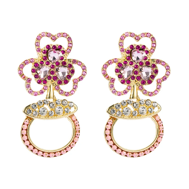 Alloy Jewelry Lucky Three leaves Flower Pink/Green/Blue Rhinestone Earings For Women 2021, Picture
Alloy Jewelry Lucky Three leaves Flower Pink/Green/Blue Rhinestone Earings For Women 2021, Picture