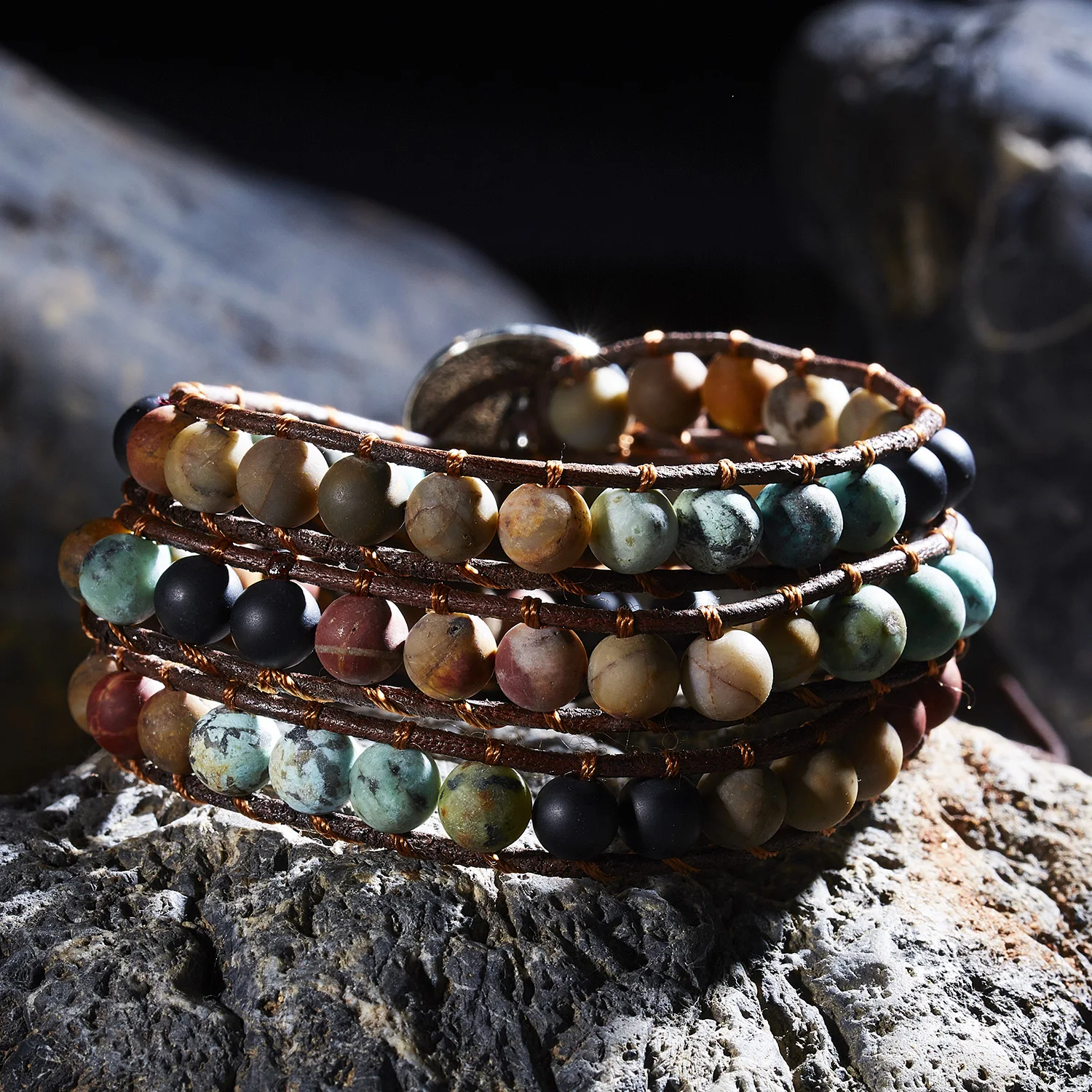 Classic Multi-layer Volcanic Stone Beaded Chakra Bracelet Seven Hand-woven Leather Bracelet
Classic Multi-layer Volcanic Stone Beaded Chakra Bracelet Seven Hand-woven Leather Bracelet