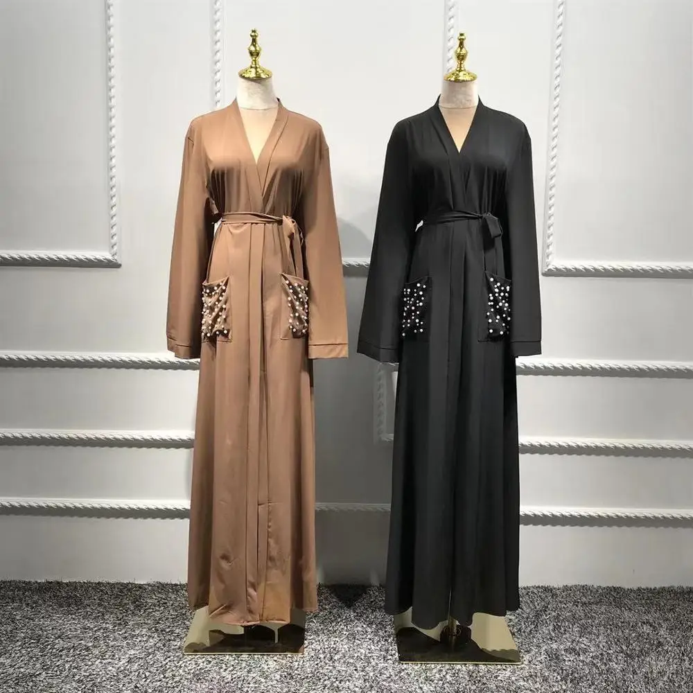 New Arrival Retailable Pure color Fashion Plus Size Pearl cardigan muslim abaya kimono dress with The belt, Black, brown
New Arrival Retailable Pure color Fashion Plus Size Pearl cardigan muslim abaya kimono dress with The belt, Black, brown