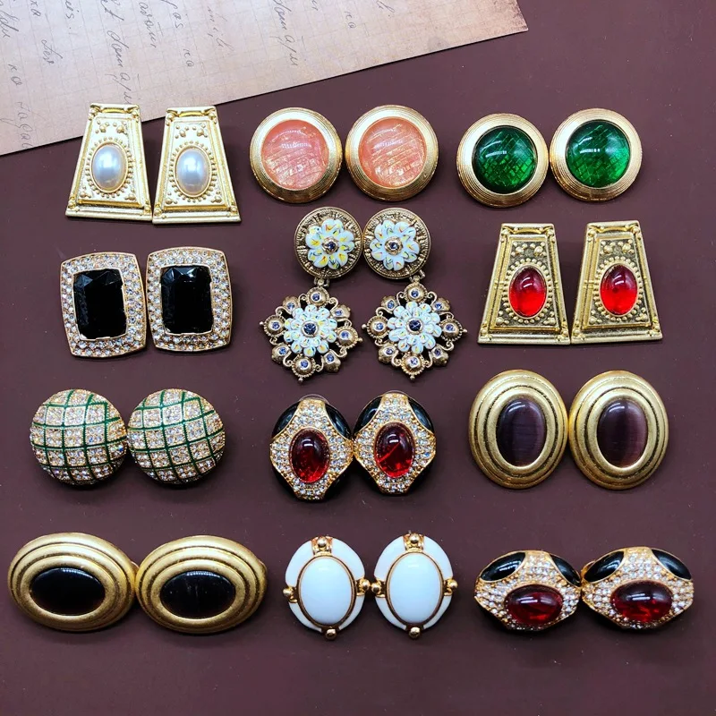 Vintage Palace Luxury Real Gold-Plated Gemstone Silver Needle Earrings Middle Age Ear Clip Jewelry Women, Like picture
Vintage Palace Luxury Real Gold-Plated Gemstone Silver Needle Earrings Middle Age Ear Clip Jewelry Women, Like picture