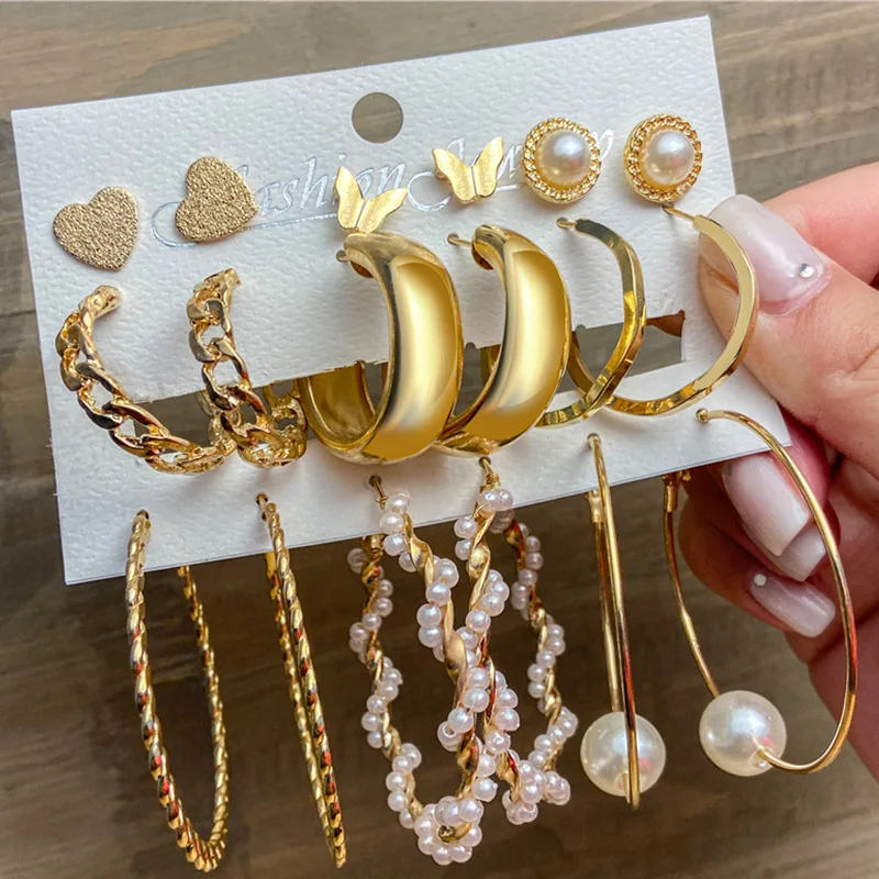 MSYO Women Earrings Jewelry 9Pcs Gold Alloy Acrylic Geometric Butterfly Chain Pearl Earrings Set, 12
MSYO Women Earrings Jewelry 9Pcs Gold Alloy Acrylic Geometric Butterfly Chain Pearl Earrings Set, 12