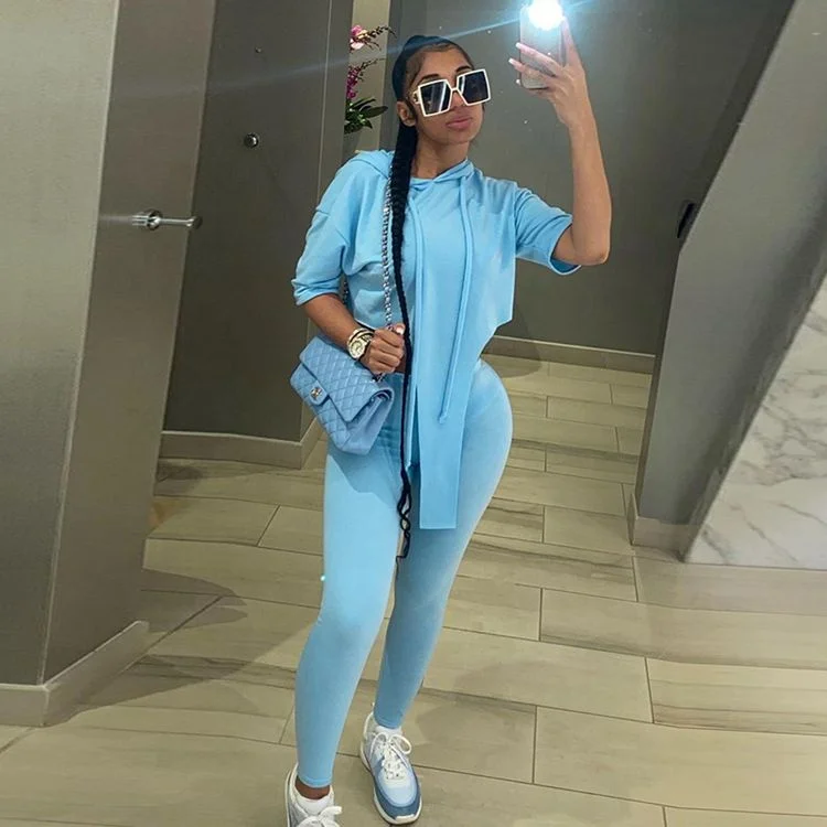 2021 Hot Sale Tracksuit Jogger Solid Sport Casual Hoddies Two Piece Set, Short Sleeve Woman Set Two Piece
2021 Hot Sale Tracksuit Jogger Solid Sport Casual Hoddies Two Piece Set, Short Sleeve Woman Set Two Piece