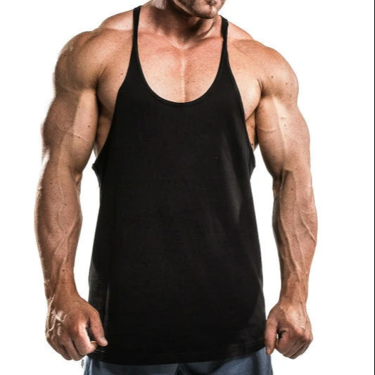 Mens plain blank vest gym wear running singlet stringer bodybuilding tank top for wholesale