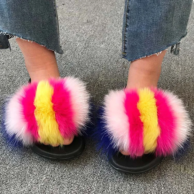 Amazon Ins Hot Sells Fashion Indoor Flat Fluffy slippers Multi-color Imitation Faux Rabbit Fox Fur Sandals
Amazon Ins Hot Sells Fashion Indoor Flat Fluffy slippers Multi-color Imitation Faux Rabbit Fox Fur Sandals