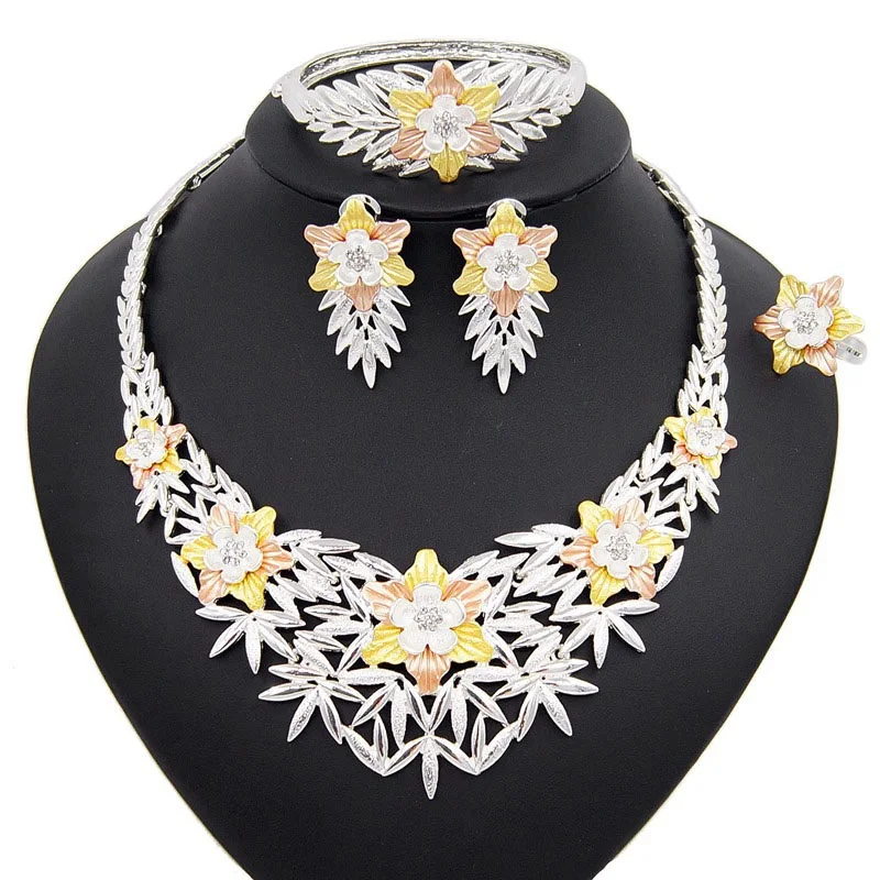 Non-Fade Colorful Flowers Shape Necklace Set High Quality 18k Gold Plated Copper Alloy Jewelry Sets For Women Party & Wedding
Non-Fade Colorful Flowers Shape Necklace Set High Quality 18k Gold Plated Copper Alloy Jewelry Sets For Women Party & Wedding