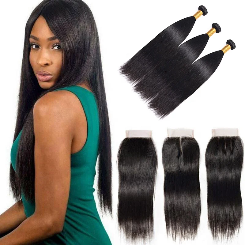 Natural Brazilian Hair Bundles Remy Virgin Straight Hair Bundles with Closure Natural Black Human Hair Extension
Natural Brazilian Hair Bundles Remy Virgin Straight Hair Bundles with Closure Natural Black Human Hair Extension