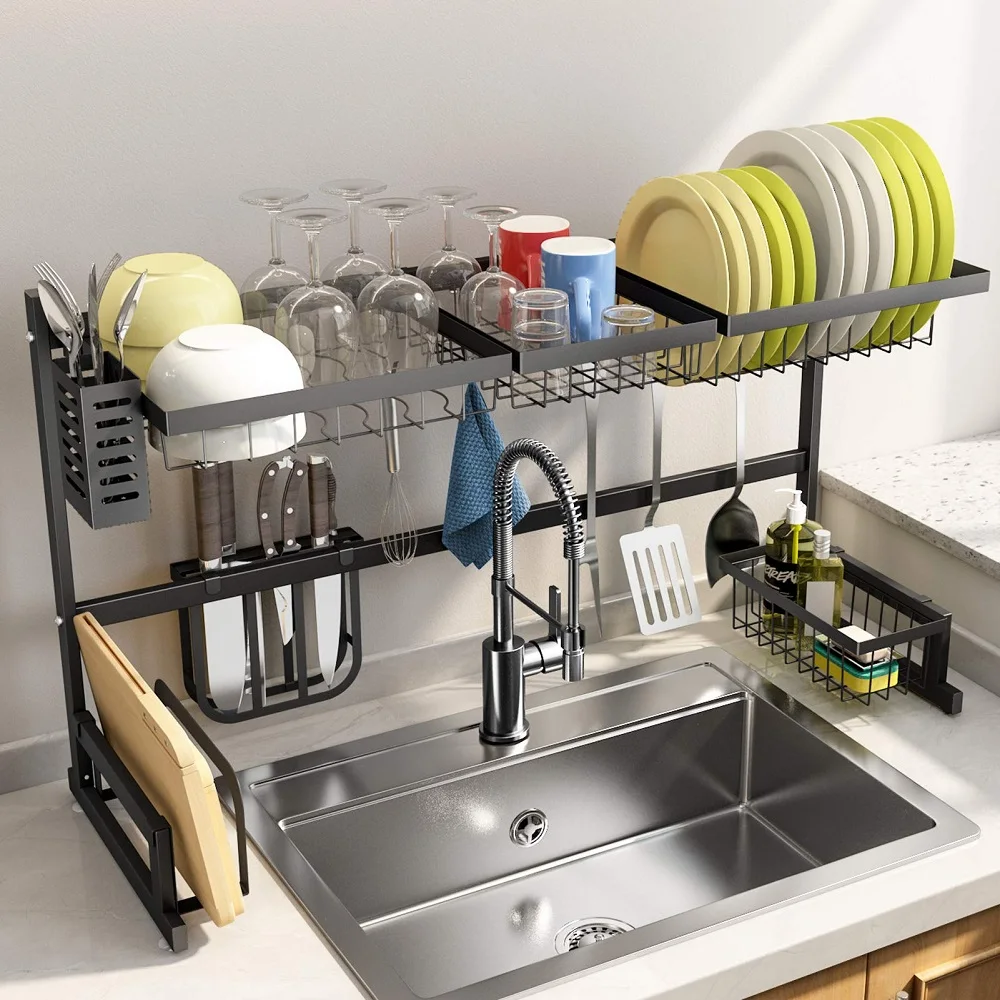ORR260 Over The Sink Dish Drying Rack Width Adjustable Stainless Steel Kitchen Supplies Storage Counter Organizer, Black
ORR260 Over The Sink Dish Drying Rack Width Adjustable Stainless Steel Kitchen Supplies Storage Counter Organizer, Black