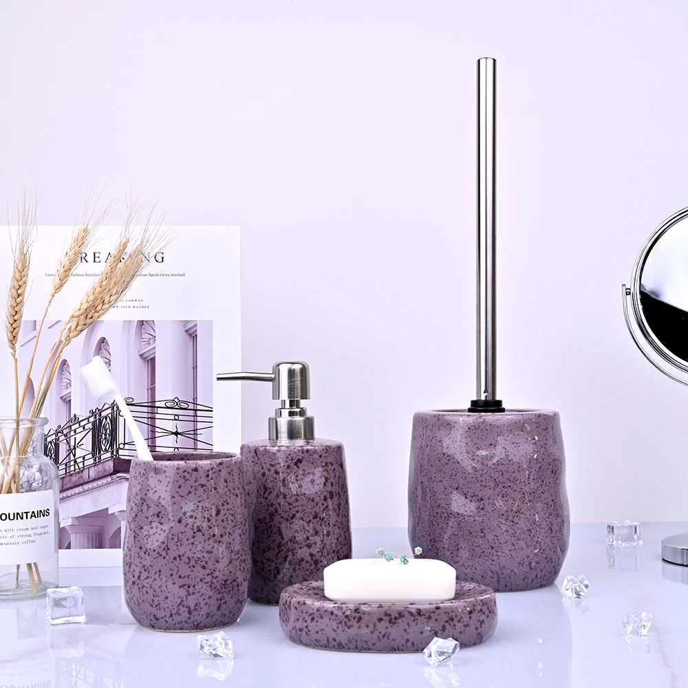 Cheap Price Customized New Modern Style Household Purple 4 Piece Bathroom Accessory Set
Cheap Price Customized New Modern Style Household Purple 4 Piece Bathroom Accessory Set
