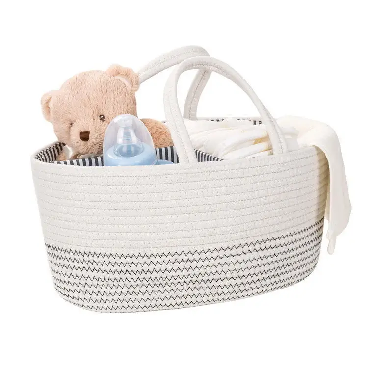 Eco-friendly material woven baby cotton storage drawer basket with concealed handles handbag for baby gift and diapers, White
Eco-friendly material woven baby cotton storage drawer basket with concealed handles handbag for baby gift and diapers, White