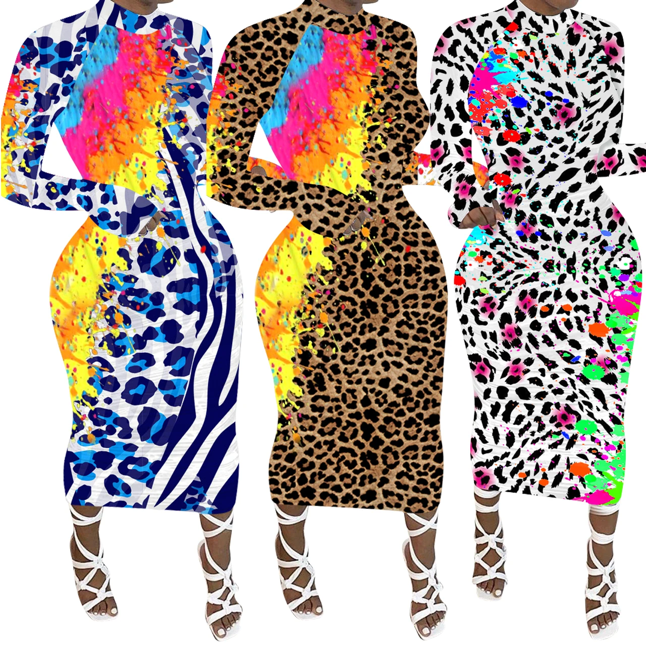 F21503A 2020 sexy hot sale European and American women's dress with leopard print long sleeve dress, White, brown, blue
F21503A 2020 sexy hot sale European and American women's dress with leopard print long sleeve dress, White, brown, blue
