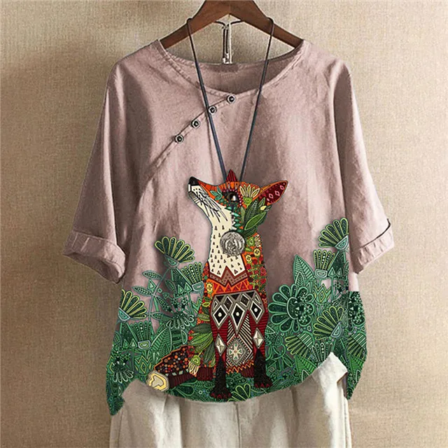 Women Loose Cotton And Linen Animal Print O-Neck T-Shirt Tops Graphic T Shirts Tops, Picture showed
Women Loose Cotton And Linen Animal Print O-Neck T-Shirt Tops Graphic T Shirts Tops, Picture showed