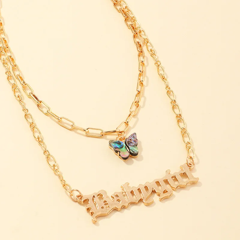 Summer Gold Plated Gold Chain Shell Butterfly Necklace Double Layers BabyGirl Letters Butterfly Necklace For Party
Summer Gold Plated Gold Chain Shell Butterfly Necklace Double Layers BabyGirl Letters Butterfly Necklace For Party