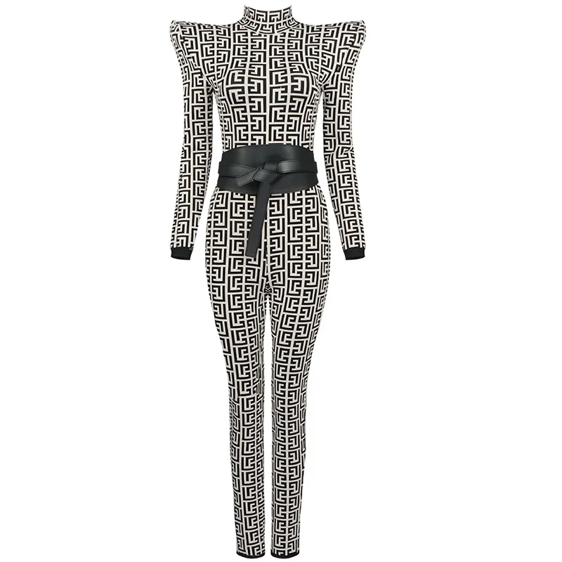 Fashion Pattern Bandage Long-sleeve Print Jumpsuits Stretch Evening Wear Spring One Piece Jumpsuit Women's, Black
Fashion Pattern Bandage Long-sleeve Print Jumpsuits Stretch Evening Wear Spring One Piece Jumpsuit Women's, Black