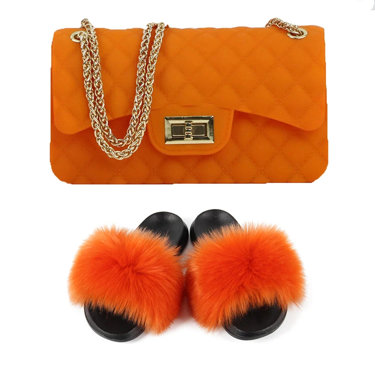 Mixed Color Fur Slides And Matching Purse Wholesale Price Bulk Women Faux Fur Slides Slippers And Colorful Cross-body Bag Set
Mixed Color Fur Slides And Matching Purse Wholesale Price Bulk Women Faux Fur Slides Slippers And Colorful Cross-body Bag Set
