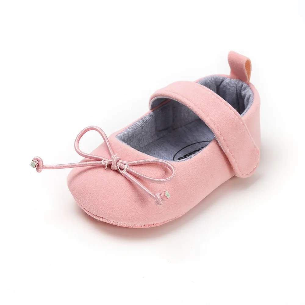 Solid Color Bow-knot Baby Girl Shoes with Flower Baby Walking Shoes supplier