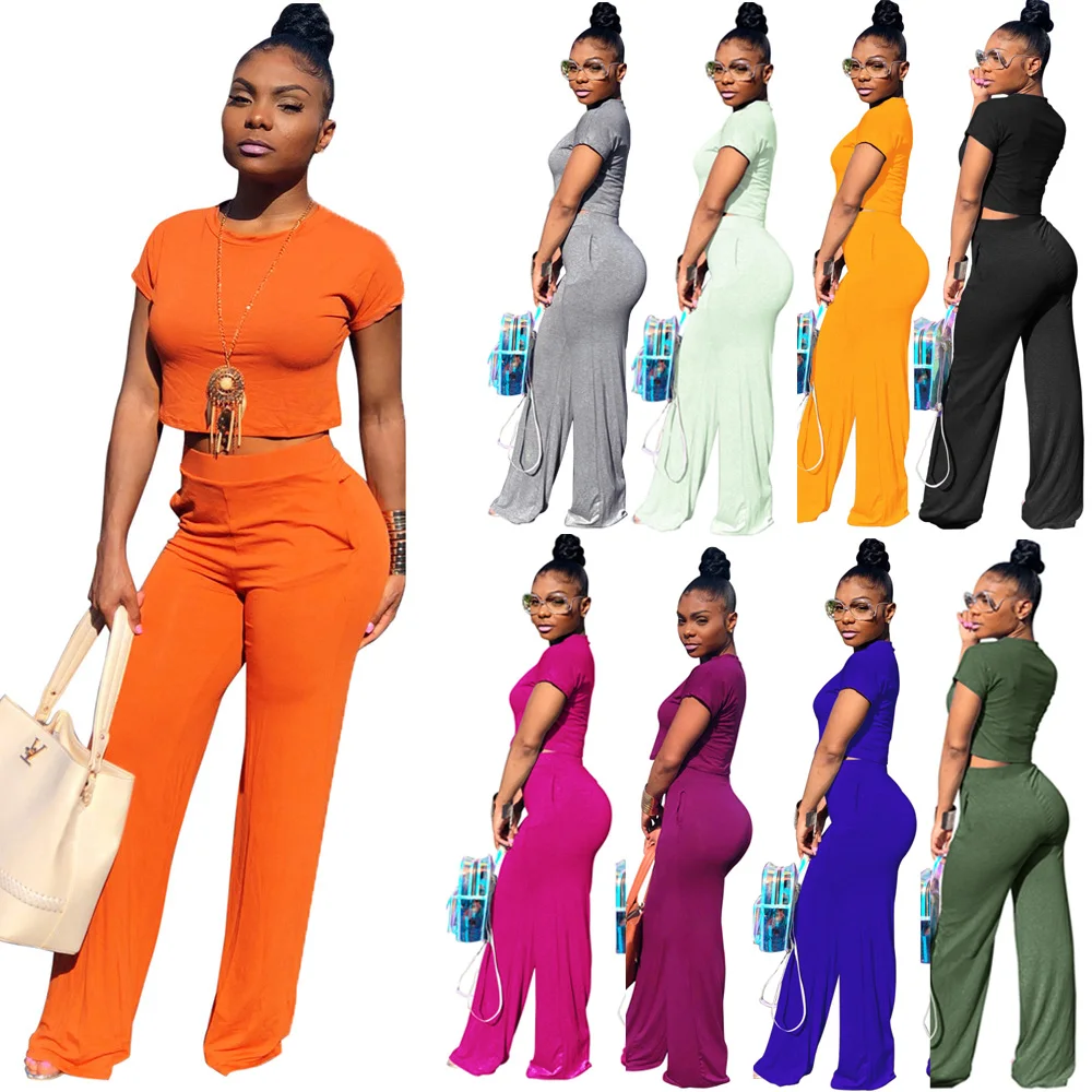 Casual Clothes for Women Short Sleeve Crop Top T Shirt Wide Leg Pants Set Womens Outfits Female 2 Piece Set 2020 Summer RS00586
Casual Clothes for Women Short Sleeve Crop Top T Shirt Wide Leg Pants Set Womens Outfits Female 2 Piece Set 2020 Summer RS00586