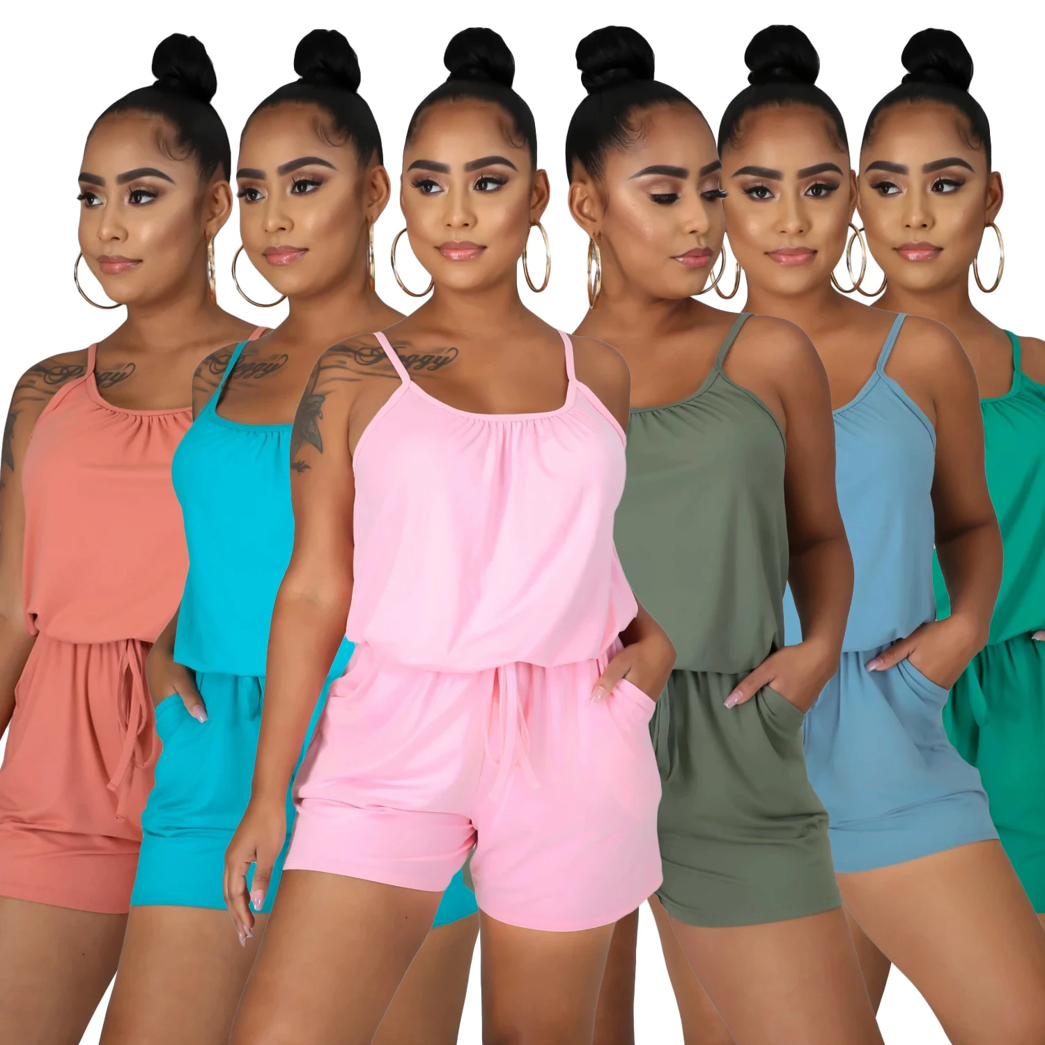 L114 Summer new women's fashion and leisure versatile home loose solid color belt adjustable belt Jumpsuit
L114 Summer new women's fashion and leisure versatile home loose solid color belt adjustable belt Jumpsuit