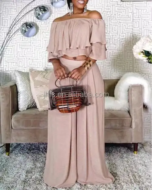 J&H fashion S-5XL plus size off the shoulder ruffled top and wide leg pants set 2 piece women palazzo pants fall 2021 clothes, 4 colors as picture
J&H fashion S-5XL plus size off the shoulder ruffled top and wide leg pants set 2 piece women palazzo pants fall 2021 clothes, 4 colors as picture