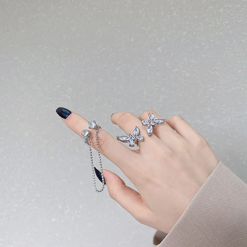 Zircon Butterfly Open Ring INS Punk Street Fashion Adjustable Birthday Anniversary Finger Ring Gift for Women, As picture
Zircon Butterfly Open Ring INS Punk Street Fashion Adjustable Birthday Anniversary Finger Ring Gift for Women, As picture