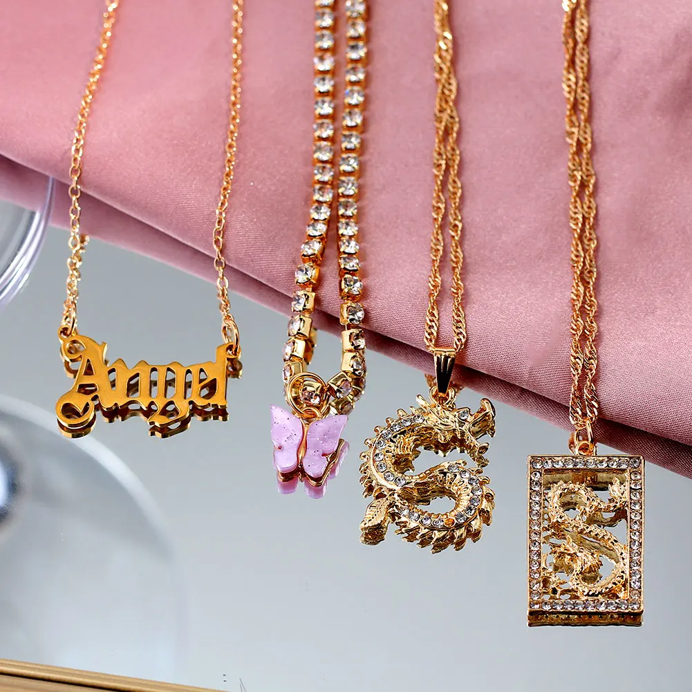 Vintage Crystal Jewelry Butterfly Charms Multi Layered Chains Letter Animal Pendant Necklace, Gold
Vintage Crystal Jewelry Butterfly Charms Multi Layered Chains Letter Animal Pendant Necklace, Gold