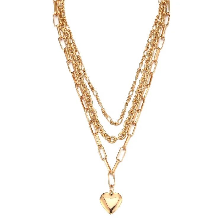 Dina Vintage Hot Selling Gold Multi-ply Link Chain With Heart Pendant Necklace For Summer Girls
Dina Vintage Hot Selling Gold Multi-ply Link Chain With Heart Pendant Necklace For Summer Girls